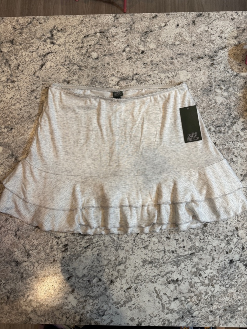 wild fable Cream Ruffle Hem Skater Skirt